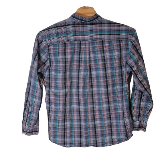 Alan Flusser Long Sleeve Button‎ Down Shirt Blue Red Plaid Men's Size 2XL, XXL - Picture 2 of 6